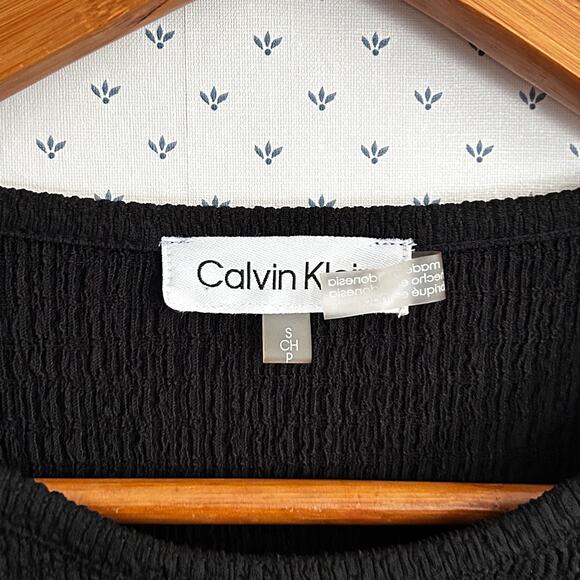 Calvin Klein Womens Cut Out Blouse S Black NWT Shirt Top Minimalist Career Work - Picture 10 of 11